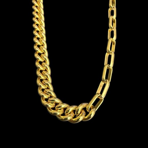 Madewell Gold Plated Brass Dual-Link Chain Necklace Curb Link Paperclip - Picture 3 of 13